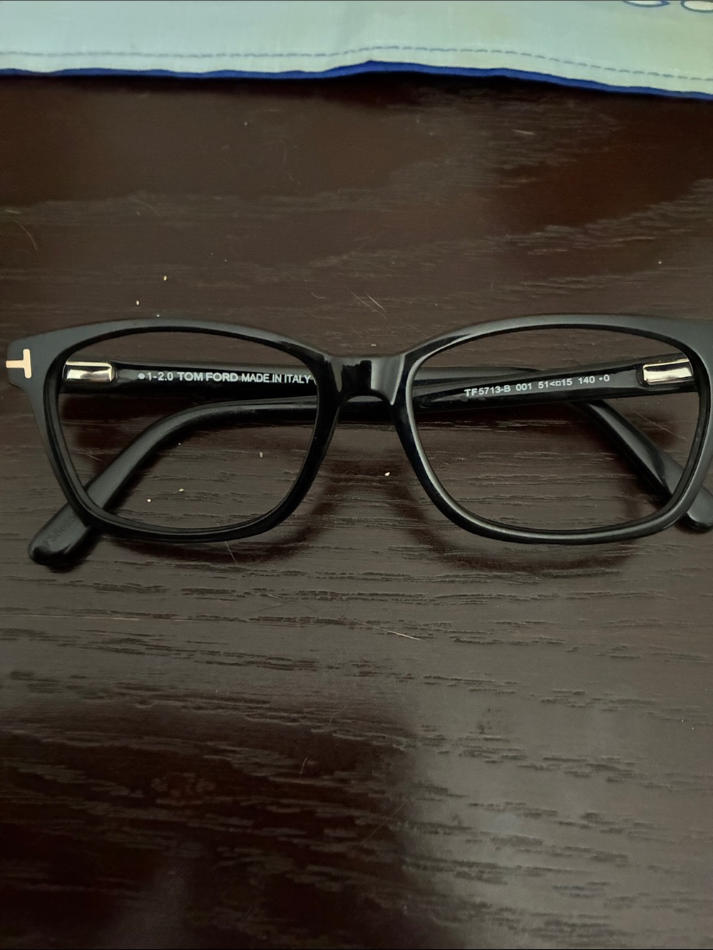 Tom Ford Black Rectangular Optical Frames with Gold Temple Accent